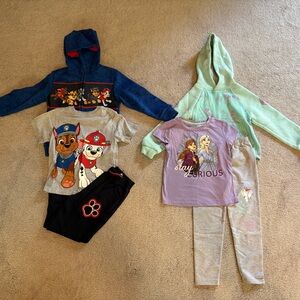 2 Kid’s 3-piece sets Size 6 Frozen & Paw Patrol Girls Boys Shirt Pants Hoodies